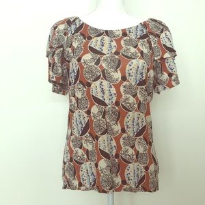 Printed Ruffle Sleeve Top